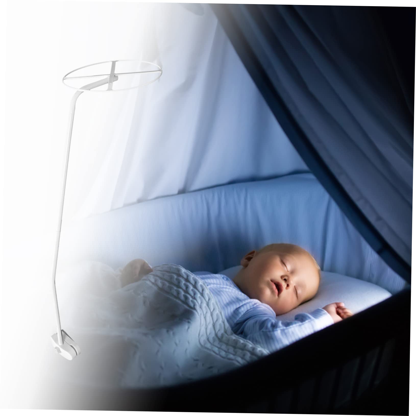 SUPVOX Crib Canopy Bracket Mosquito Net Pole with Clips and Ring for Baby Cot Bed Support Easy Installation Bedroom Accessory - Image 2