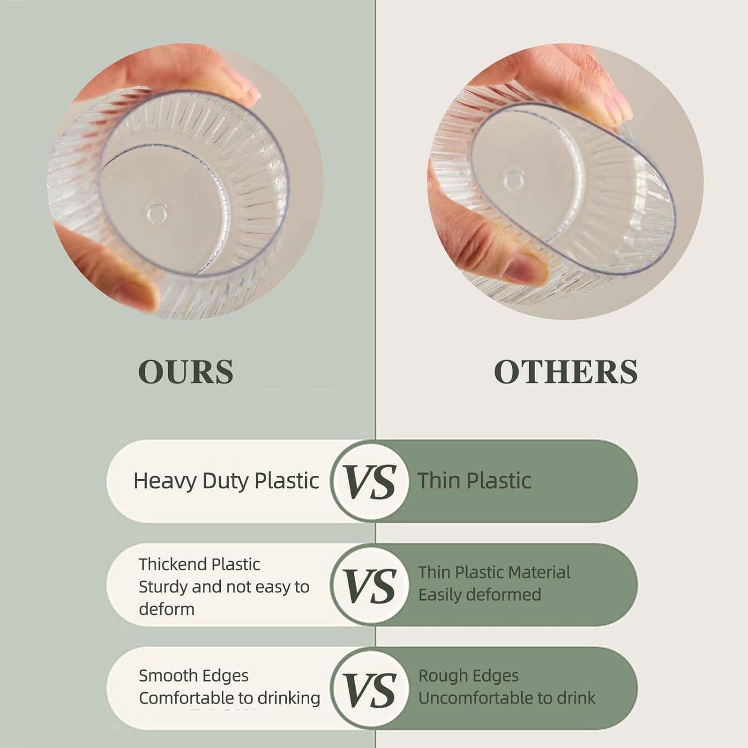 48 Pack Plastic Wine Glasses Disposable Ribbed Champagne Flutes, 24 Pcs 9 OZ Stemless Champagne Flutes & 24 Pcs 14 OZ Disposable Wine Glasses, BPA-Free (Ribbed gold) - Image 3