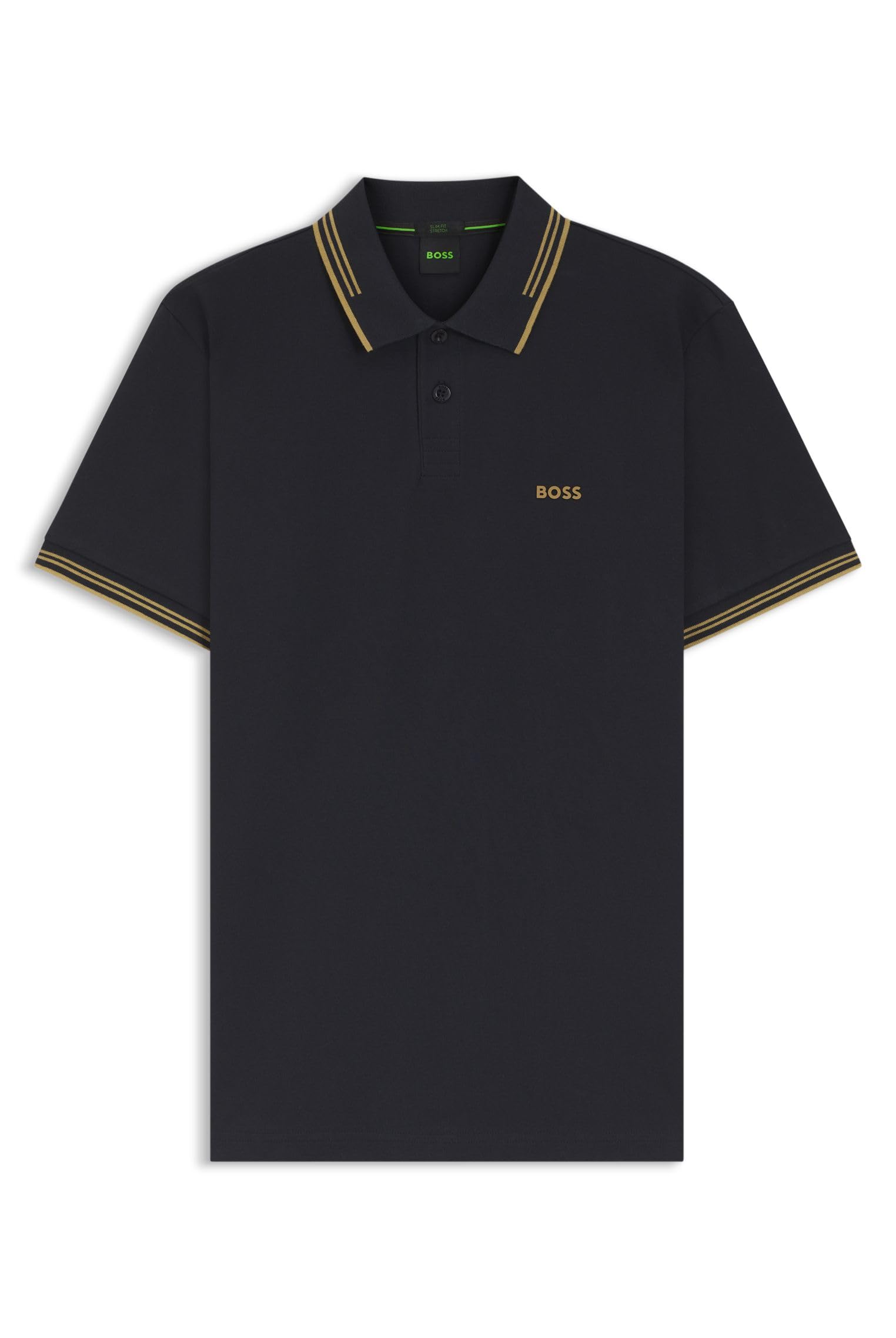 BOSS Mens Polo Shirt Polo Shirt Short Sleeve Top Navy/Gold 3XL