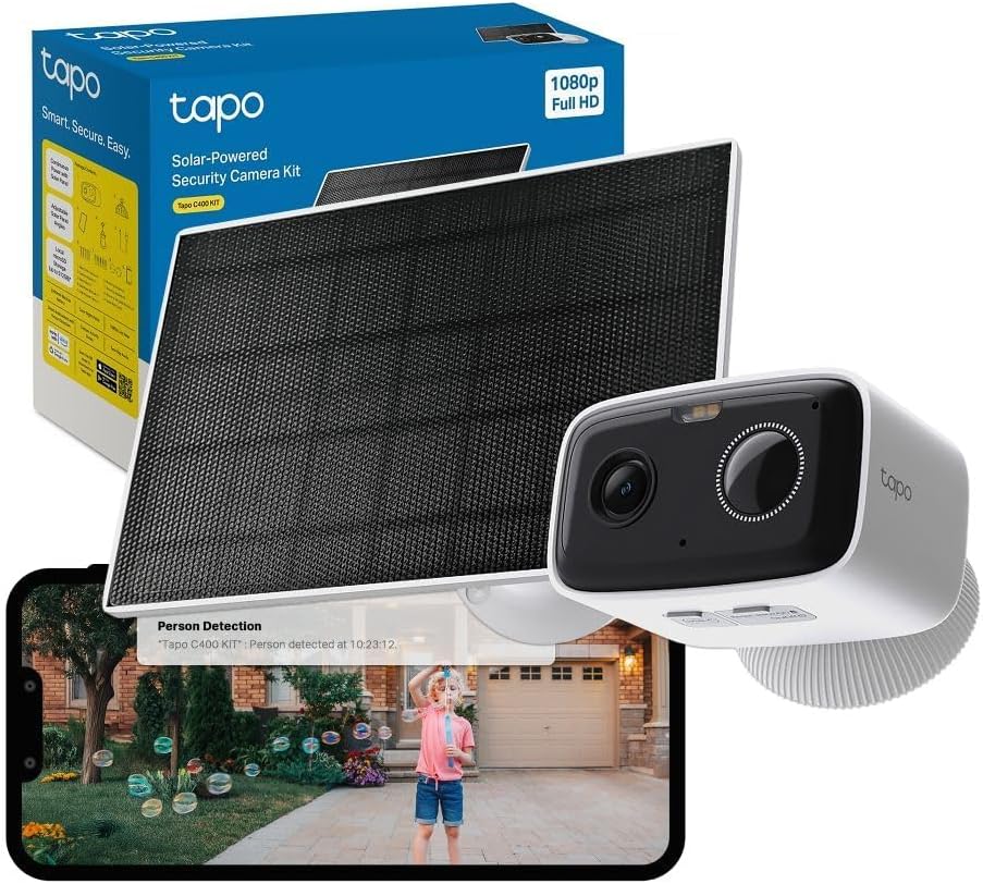 Tapo C425 KIT 2K 4MP QHD Battery Solar Security Camera Outdoor Wireless, 150° Super-wide FOV, Colour Night Vision, No Monthly Fee, AI Detection, Two-way Talk, IP66, Works with Alexa & Google