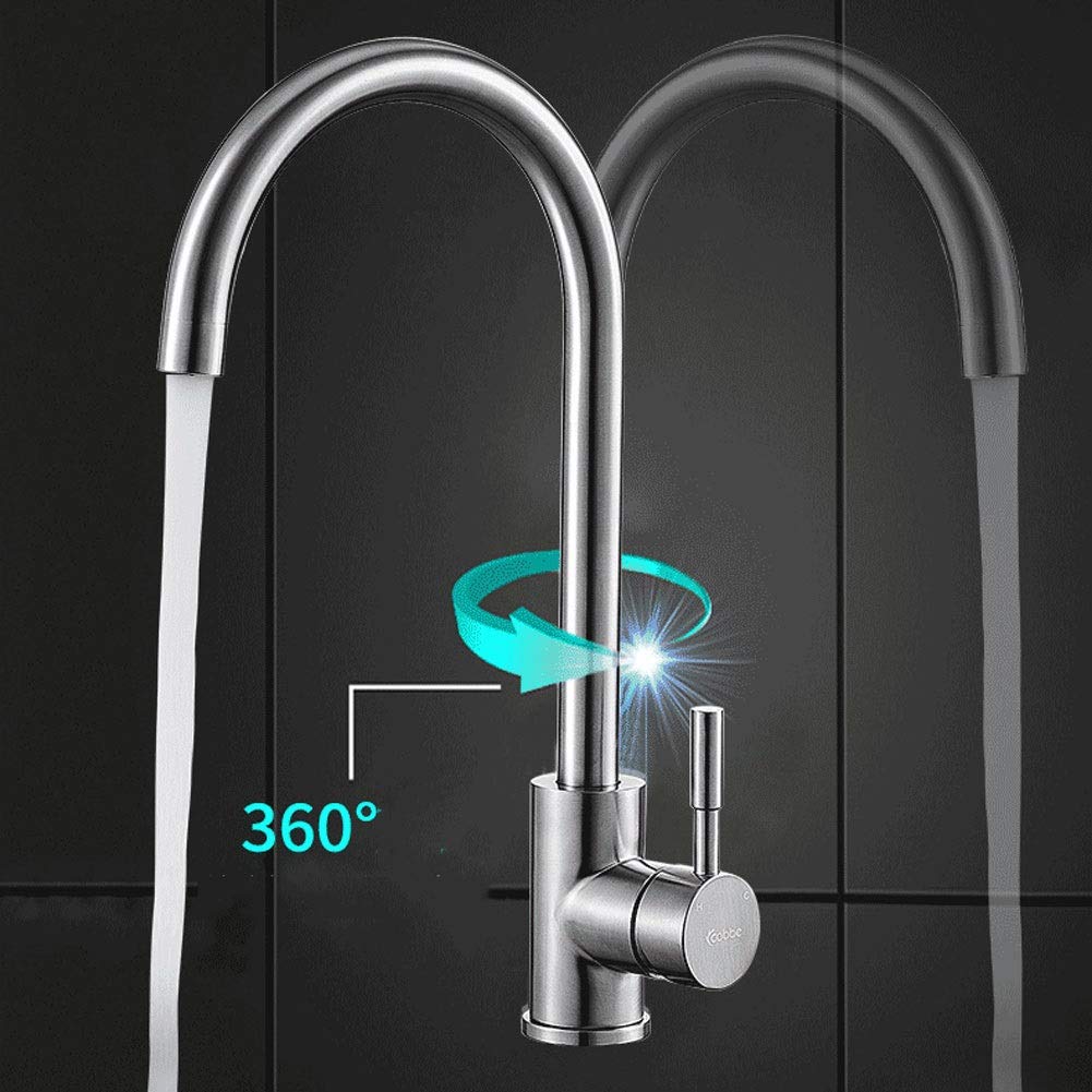 Fregadero de Cocina Individual Cuadrado de Acero Inoxidable 304 con Grifo, Kit Completo de fontanería, desagüe, instalación y Cesta para Platos (tamaño: 580x430x218 mm).