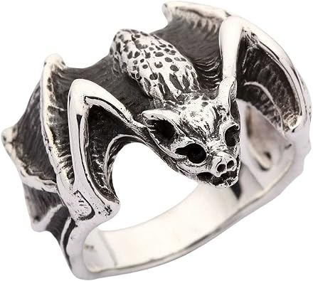 Bikerringshop 925 Sterling Silver Bat Gothic Ring