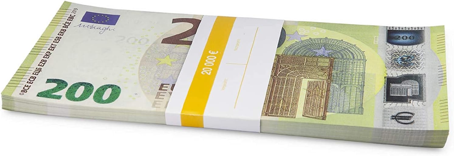 Litfax GmbH 200  Euroschein/Euro-Geldscheine ca. 199x103 mm/banderoliert je Pack. 75 St ck 3 PG