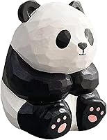 Handcarved Wooden Panda Statue - Adorable Mini Figurine for Living Room, Bookshelf, Office Desk Decor