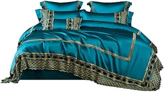 Bedding Four-piece Lace Villa Bed Sheet Tribute Satin Duvet Cover Gold (D 220 * 240cm)