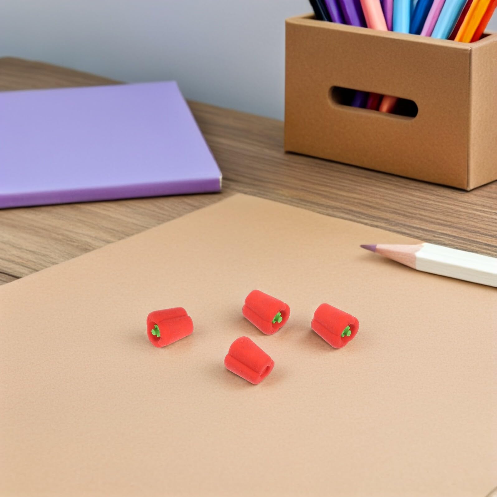 POPETPOP 100 Mini Gomme da Cancellare a Forma di Peperone per Studenti Set di Gomme Carine in Tpr Sicure per Accessori Scolastici per Premi e Feste Educative