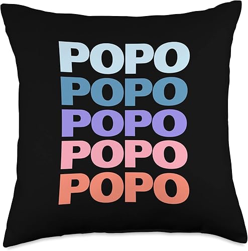 Miniatura 1 de Cool Grandfather Popo Father's Day Gift Ideas Divertida almohada moderna con diseño de texto repetido Popo Grandpa Granddad (18 x 18 pulgadas),