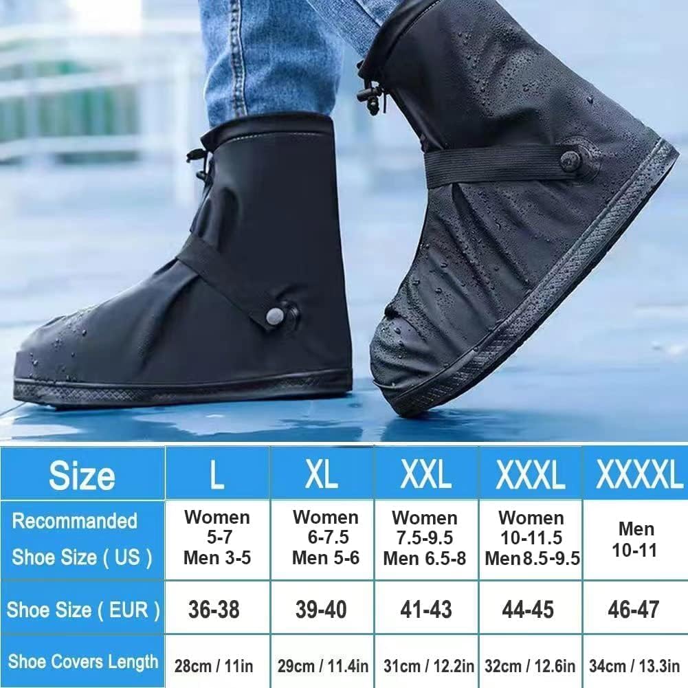 VBoo Shoe Covers with Zipper Hard Sole Version Waterproof Shoe Covers Reusable Galoshes for Rainy and Snowy Outdoors Garden etc, Rain Boots for Men Women Kid image 3