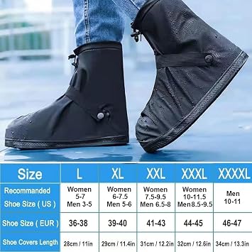 VBoo Shoe Covers with Zipper Hard Sole Version Waterproof Shoe Covers Reusable Galoshes for Rainy and Snowy Outdoors Garden etc, Rain Boots for Men Women Kid