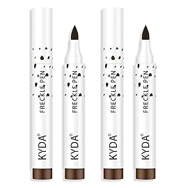 KYDA 2 Pcs Freckle Makeup Pen, Natural Lifelike Freckle Makeup Magic Color, Waterproof Longlasting Soft Dot Sopt Pen, for Natural Effortless Sunkissed-Dark Brown