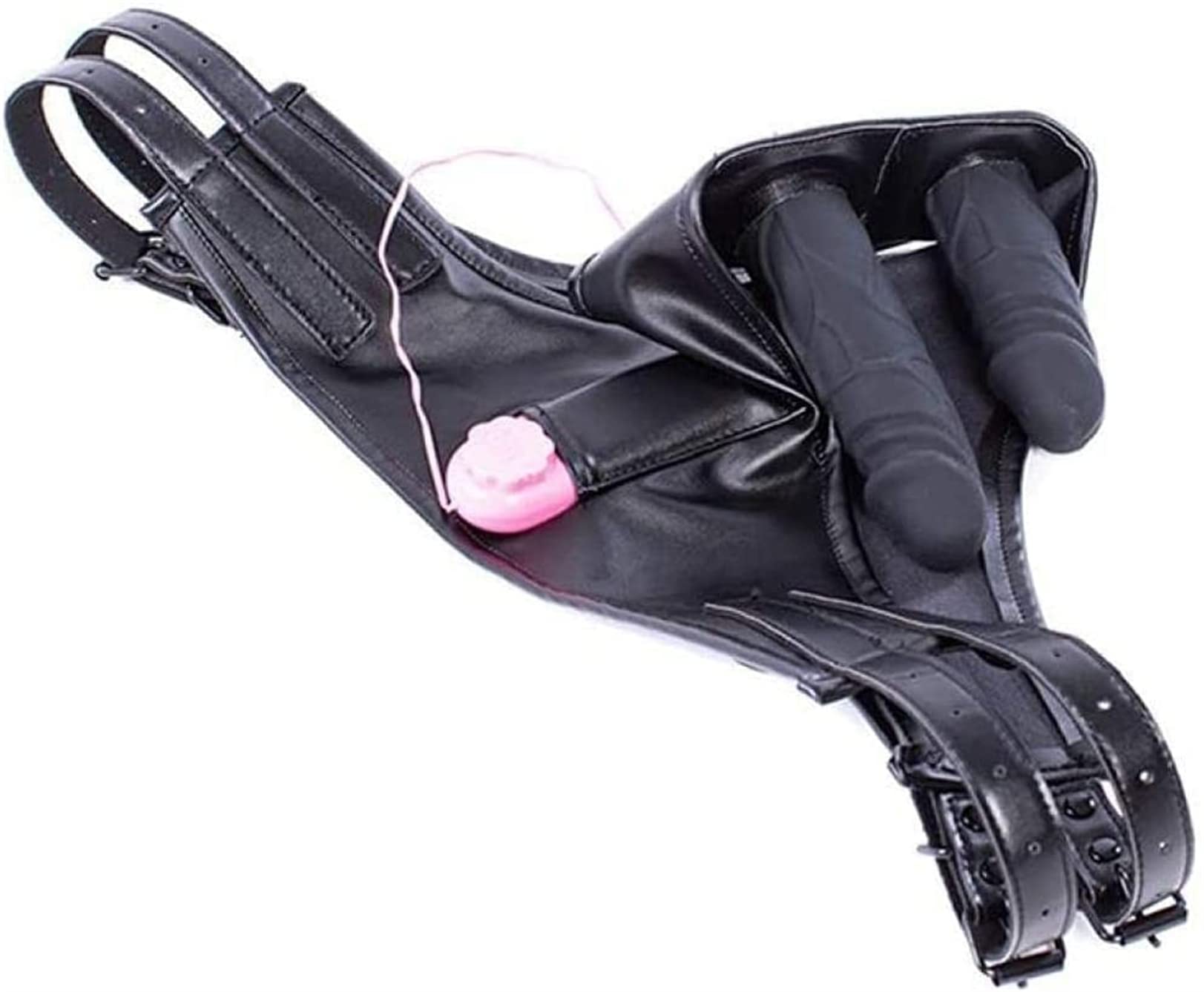 Cinturón de castidad de cuero for mujer con consolador de silicona, tapón anal, cintura ajustable 76-120 cm, cinturón de castidad, ropa interior, bragas masturbadoras, vibradores, conjunto de ju