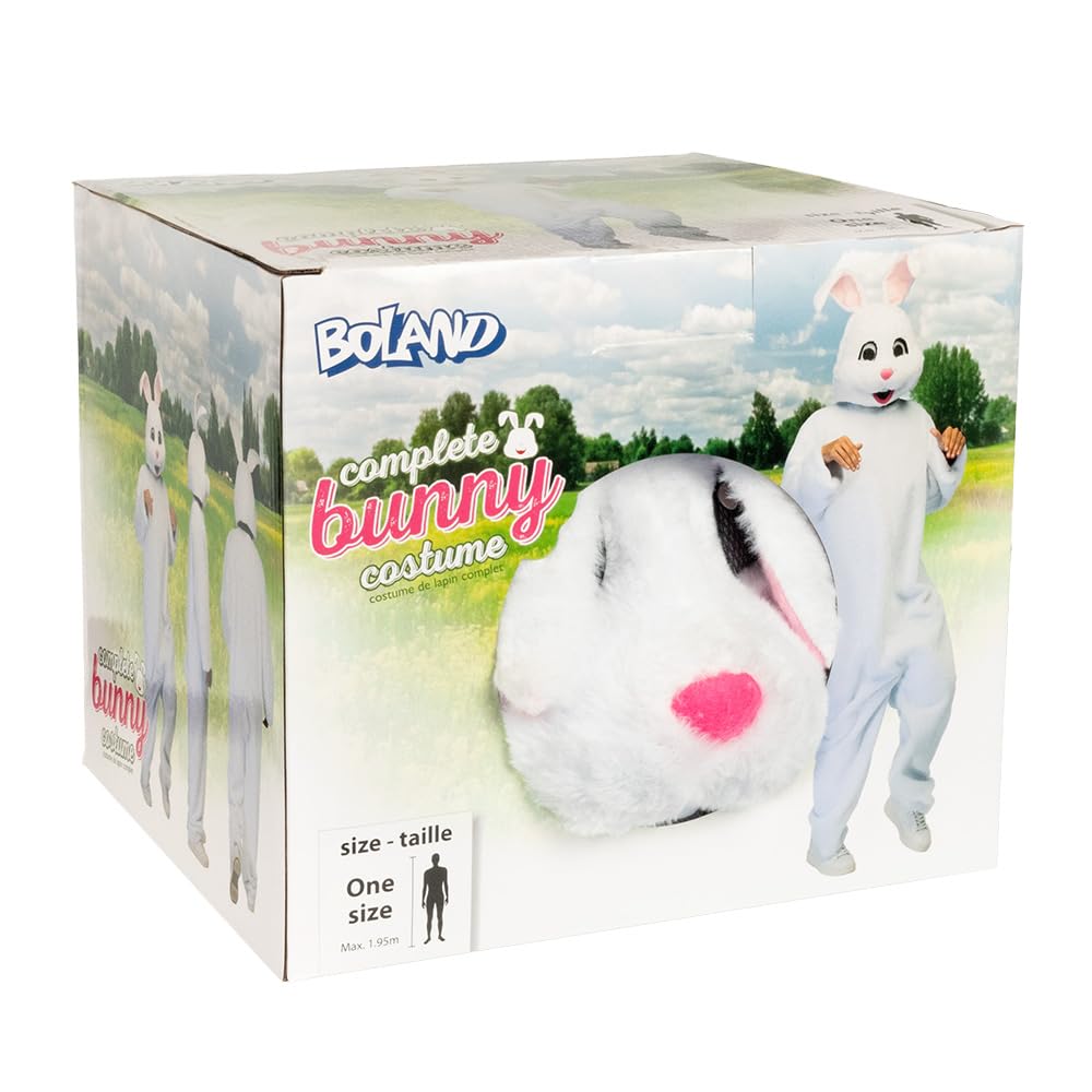 Boland - kostium Bouncing Bunny, kostium królika | Kombinezon z kapturem, zamkiem błyskawicznym, pluszowy strój, na karnawał i imprezy tematyczne, królik