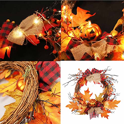 Couronne d'automne artificielle citrouille durable sans perte de feuilles - 3