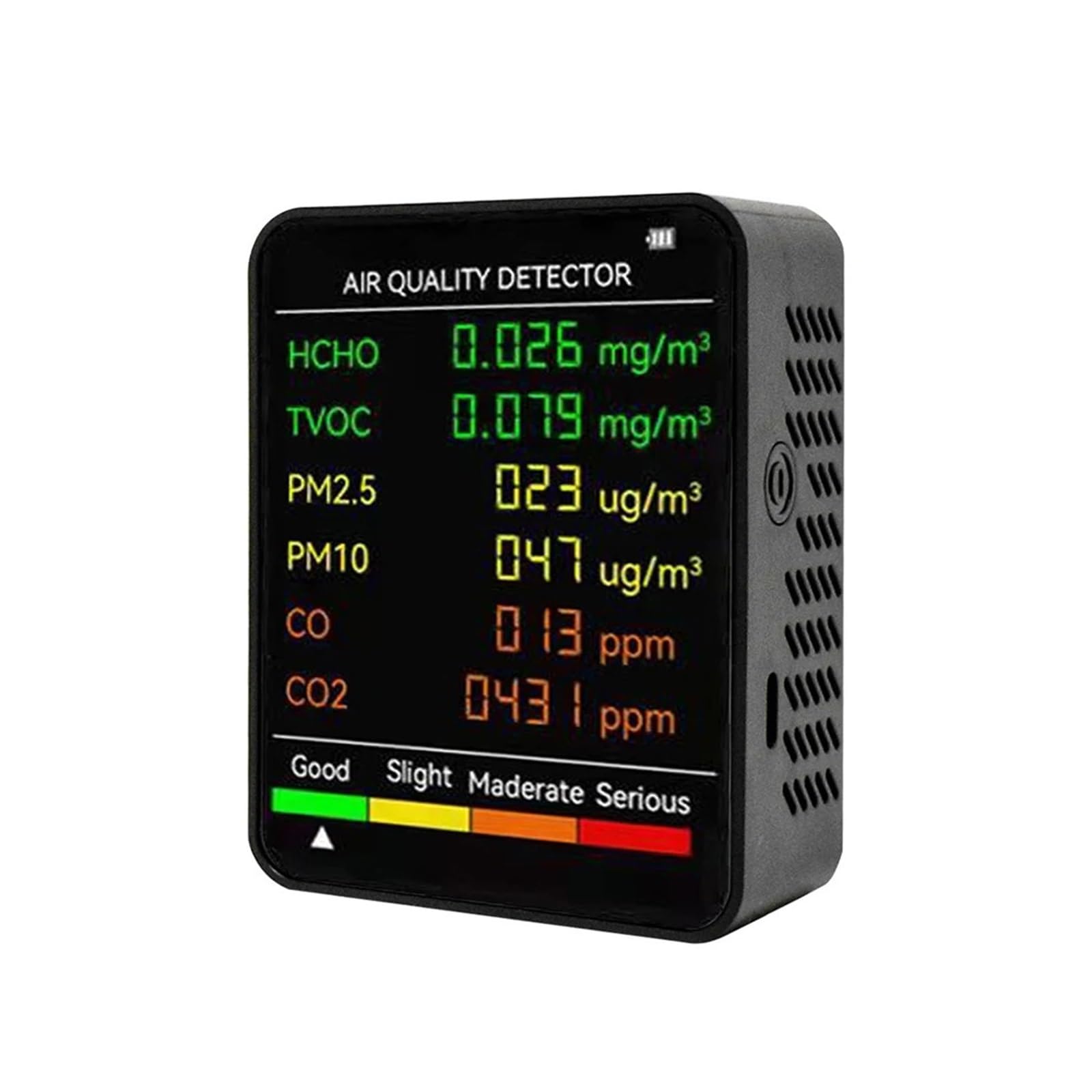 Air Quality Monitor, Multifunzionale 6 In 1 Monitor A Qualità 'aria Misuratore Di CO2 Tester Digitale Umidità A Temperatura Rilevatore Anidride Carbonica TVOC HCHO(Black)