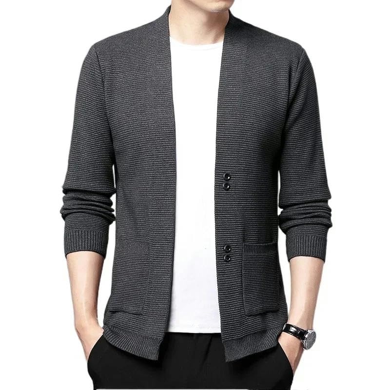 Knitted Cardigan Men's Cardigan Pocket Button Casual Cardigan Tops Men's Knitted Sweater3