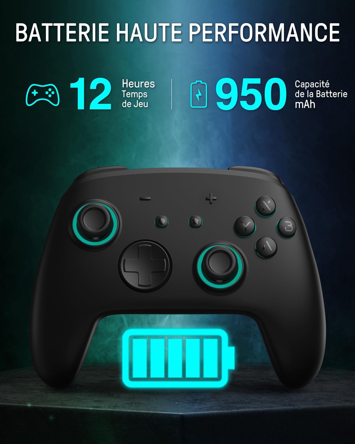 PALPOW Manette Switch 2 Pro sans fil RGB 7 couleurs, Switch 2 Manette NFC Effet Hall joysticks pour Switch/OLED/Lite, Turbo et Macro – Noir d'origine