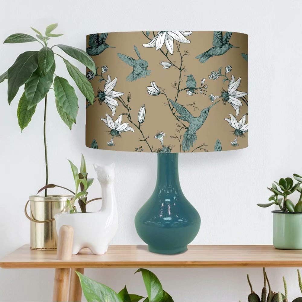 Birds Lampshade, Flower Small Lamp Shade, Desk Lamp Cover linen fabric Lampshade ( 11.81 R x 8.26 H inches )