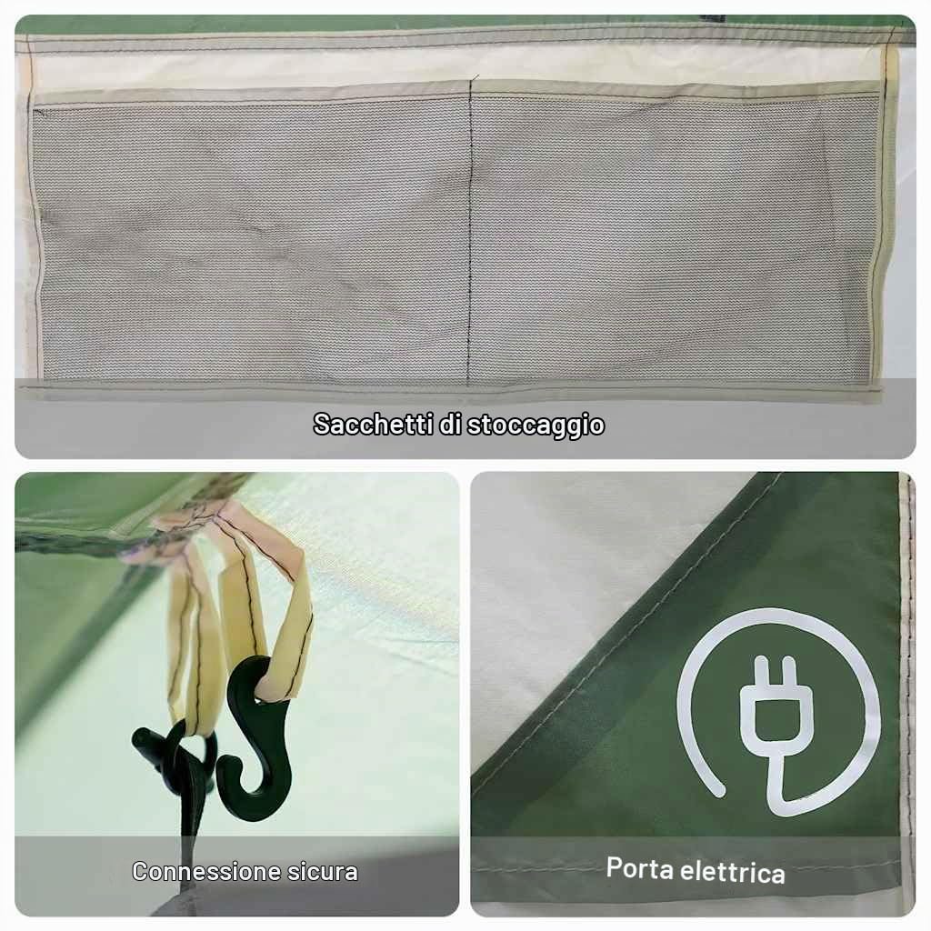 vidaXL Tenda da Campeggio a Tunnel per 4 Persone Verde Impermeabile