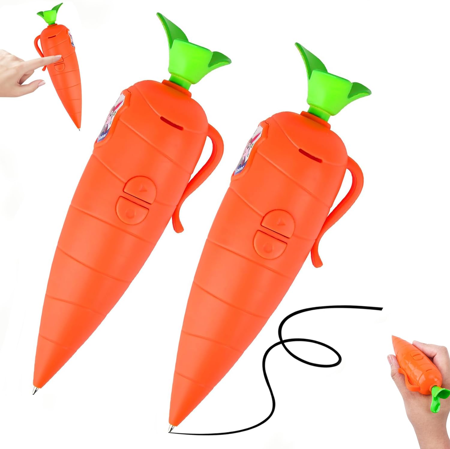 Ruichi 2pcs Carrot Recorder Pen Toy, Carrot Pen, 60-Second Cute Carrots Pens Voice Recorders Device, Writing Ballpoint Pens with Playback, Fun Creative Gift for Kids Students Teachers
