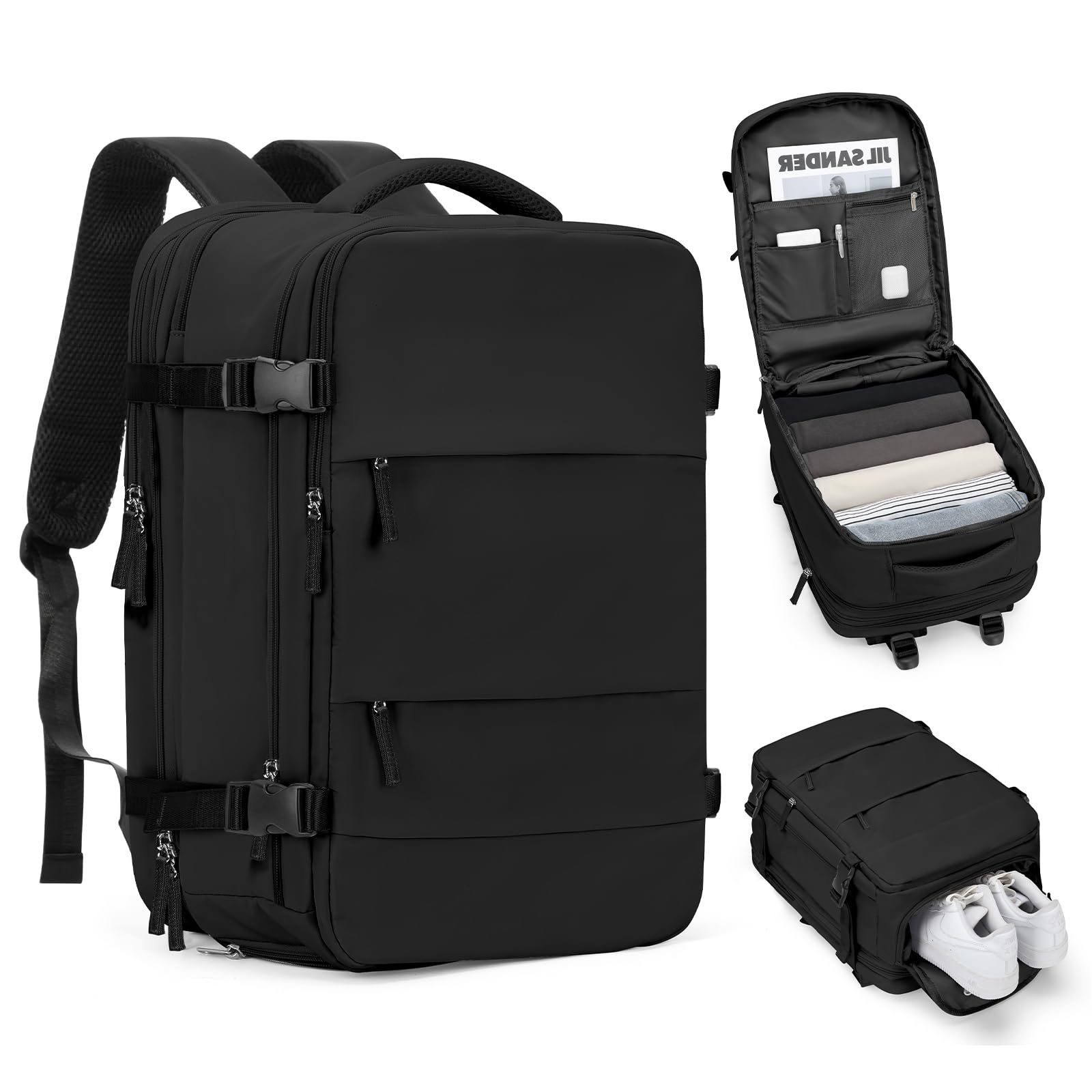 Casual Backpack Traveling Backpack, A-black, Expandable, Modern