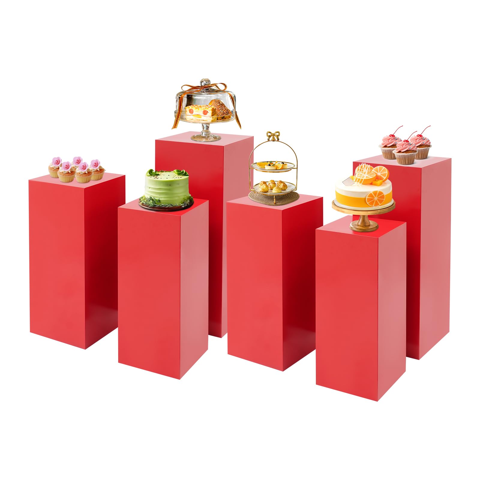 Ginelm 6 PCS Metal Display Pedestal Stands for Wedding Party Store Exhibition, Heavy Duty Rectangular Pillars with 110LB Capacity for Event Planners Retail Home Use