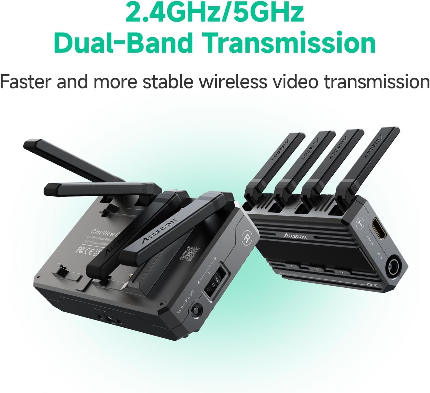 Accsoon CineView SE Wireless SDI HDMI Video Transmitter&Receiver, Dual-Band Video Transmission System, 1200ft RNG. 50ms LAT., 1080P60fps 4 Devices Monitoring, Compatible with CineView M7 Pro/12 SDI/HE