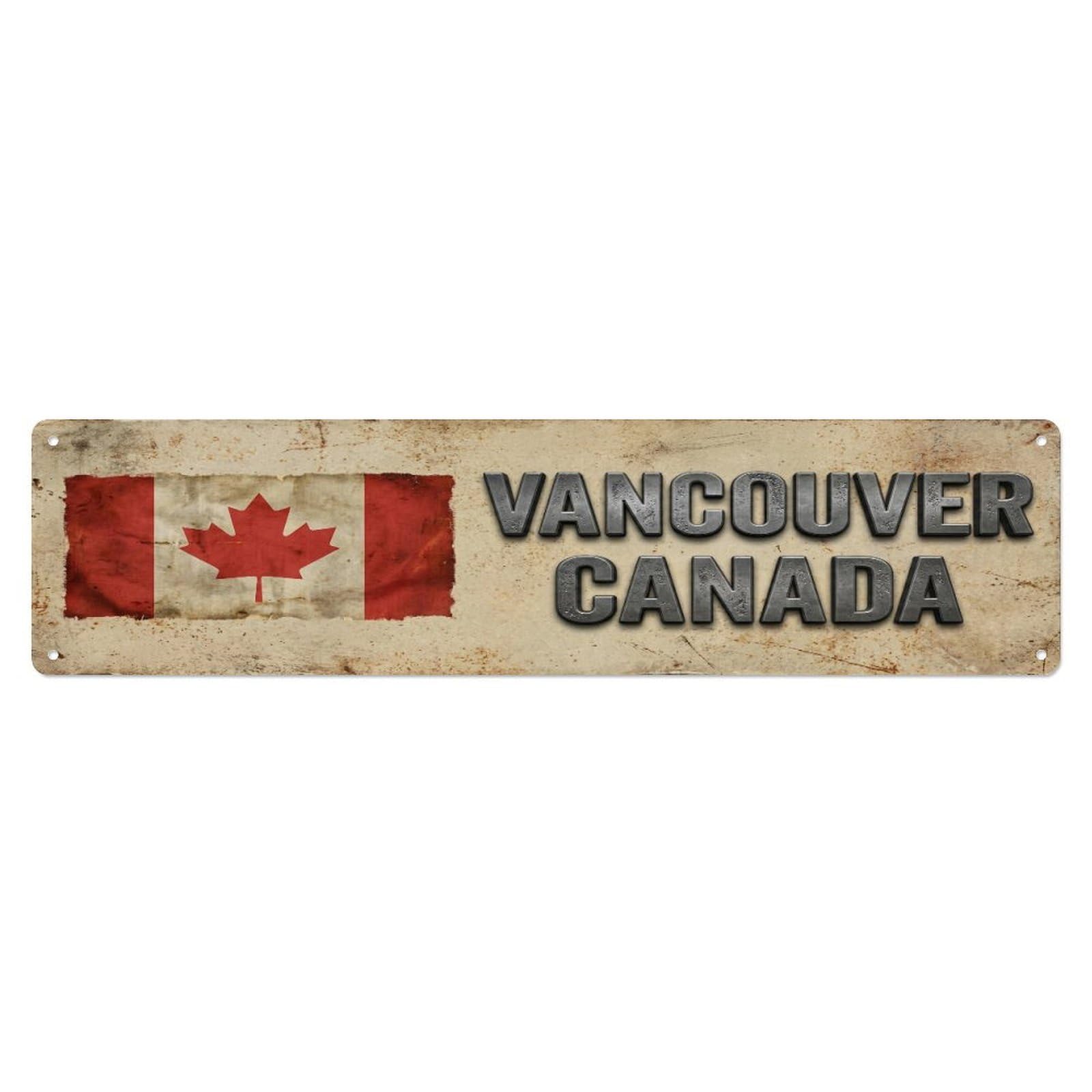 Okahys 4X16inch(10X40cm) Vintage Vancouver Canada Flag Decor Rustic Travel Metal Tin Sign