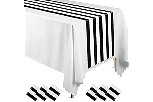 6 Pcs Black and White Plastic Table Runner for Wedding, Birthday and Party