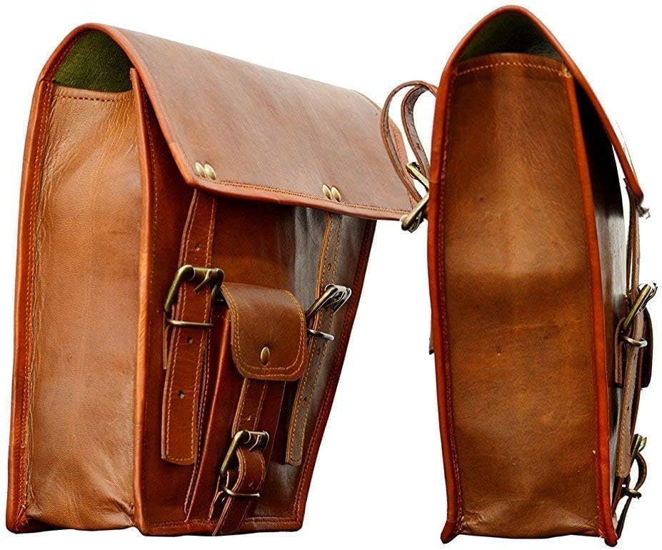 Sac à Outils Vélo En Cuir Véritable - Vintage Marron, 2 Pièces, Fait Main Inde