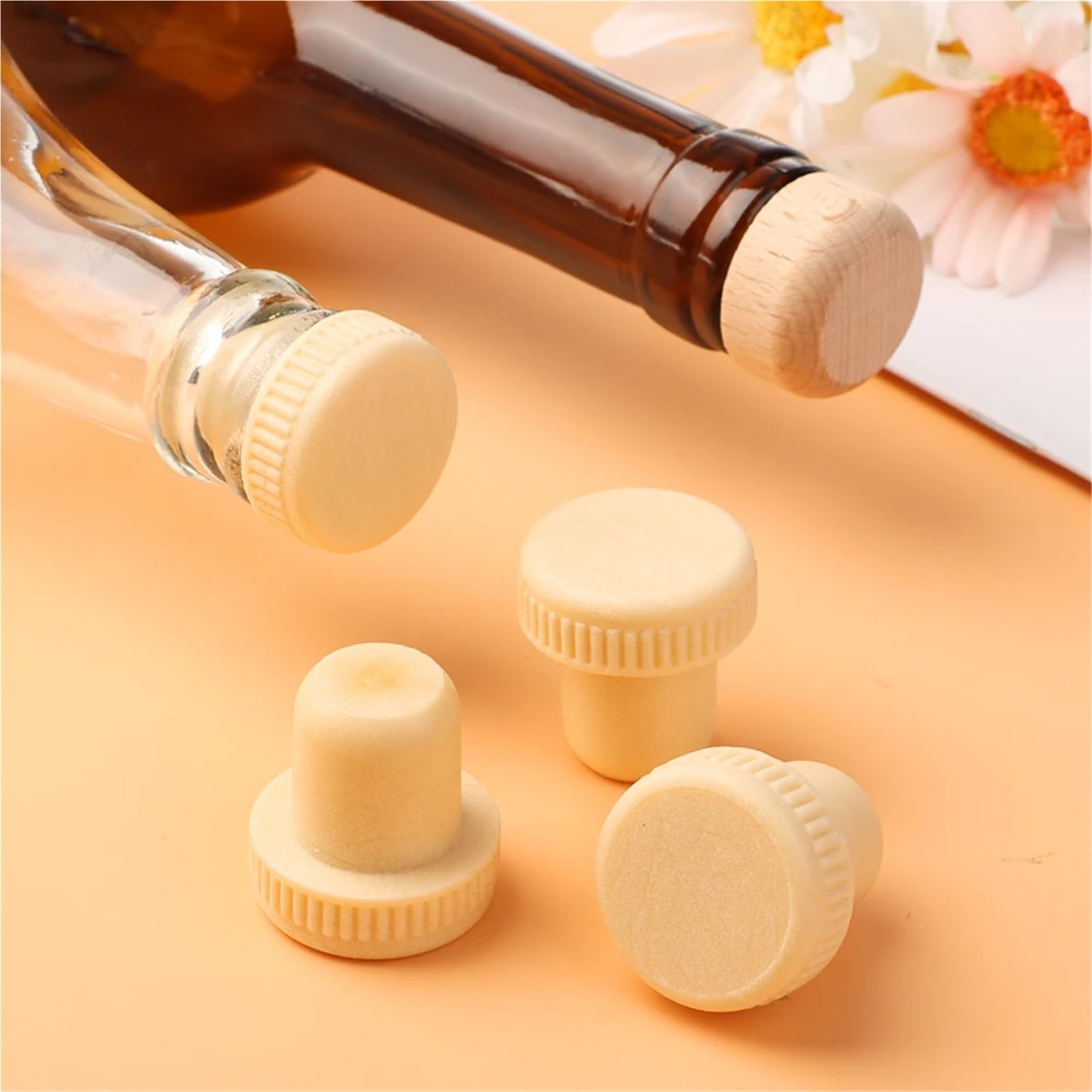 Bouchons en forme de T 50pcs vin Champagne bouchon bouteille caoutchouc couverture fournitures barre cuisine d'étanchéité outil for bière Soda liège(Color3)