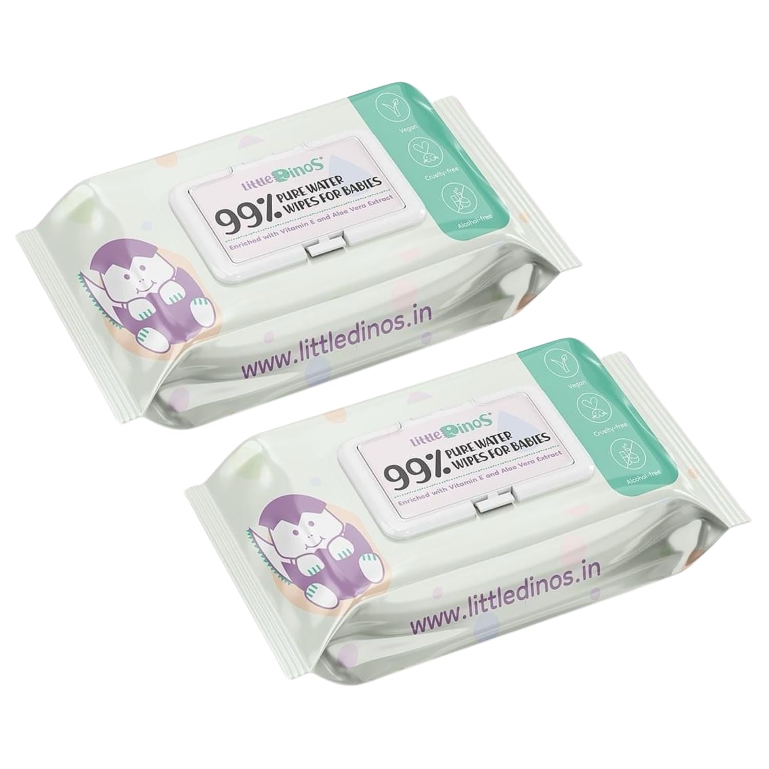 Gentle Baby Wipes with Lid - 144 pcs | 99% Pure Water Wipes for Babies without Fragrance | Enriched with Vitamin E Oil | Paraben Free | Cruelty-Free (Pack of 2)