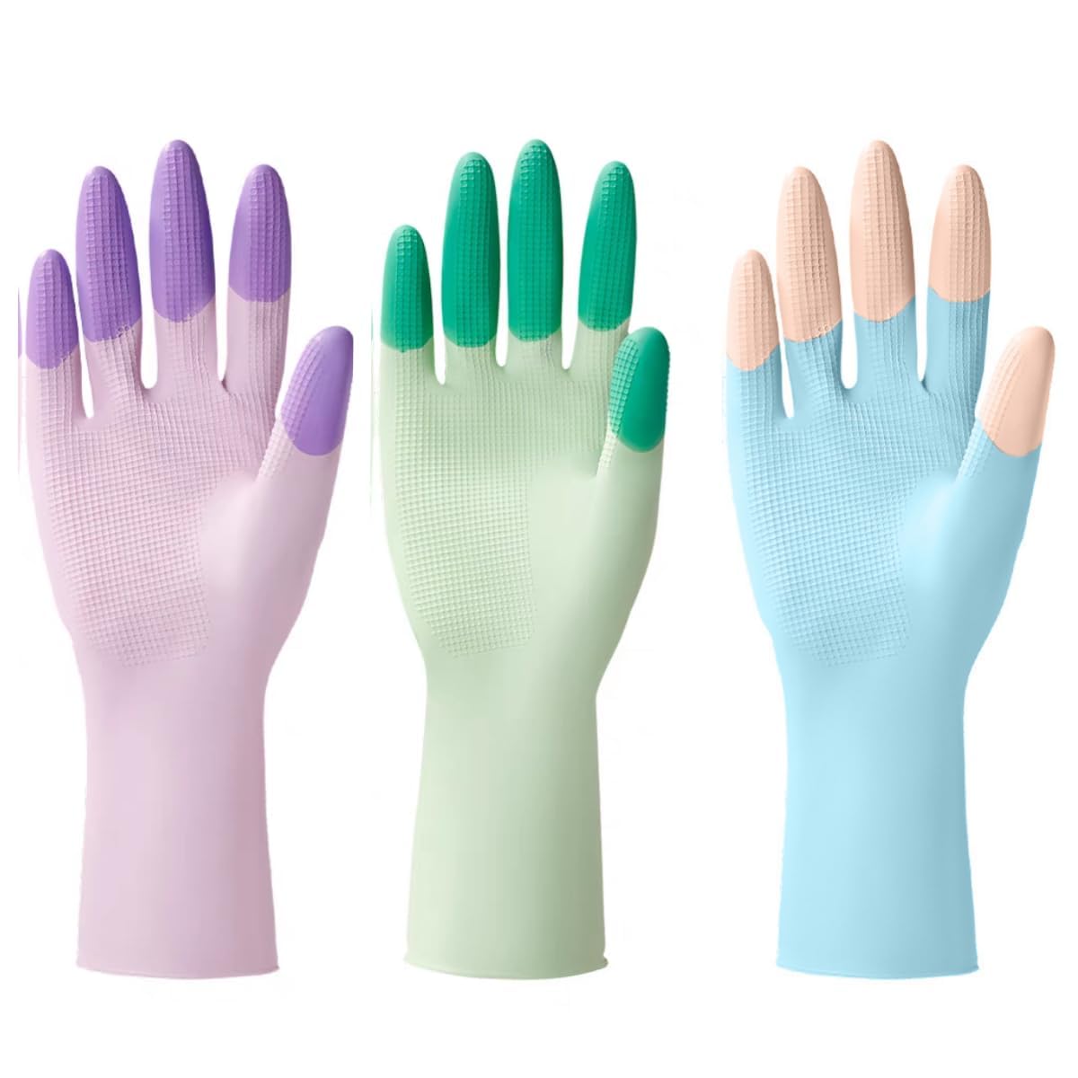 JINGLIKANG Household Cleaning Durable Latex Women's Gloves Short, Reusable Dishwashing Work Gloves Anti Slip Powder Free