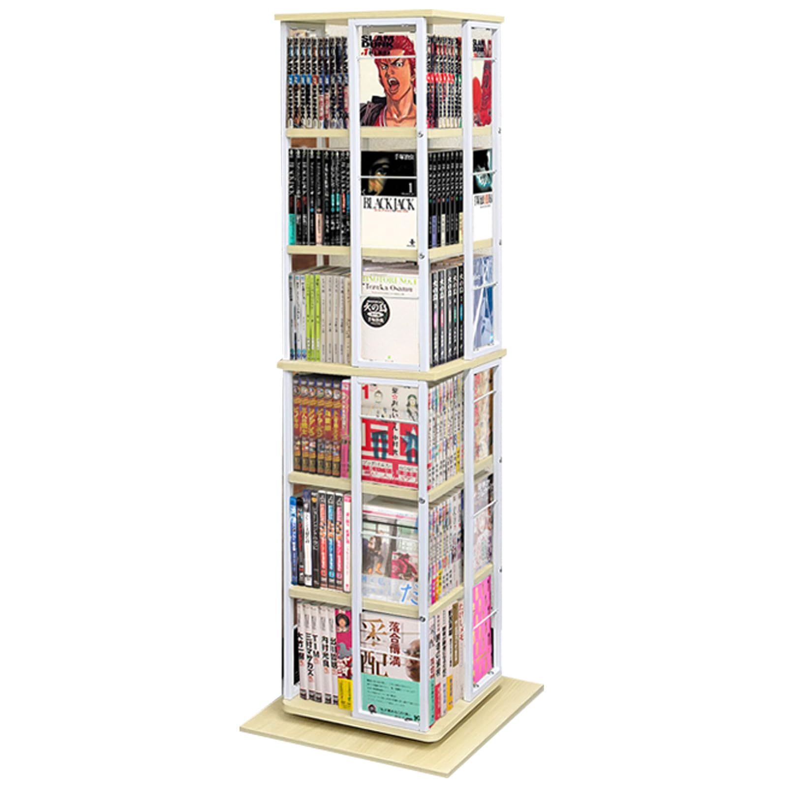 Amazon｜ottostyle.jp 回転式 本棚 スリム 大容量 4面 360度回転