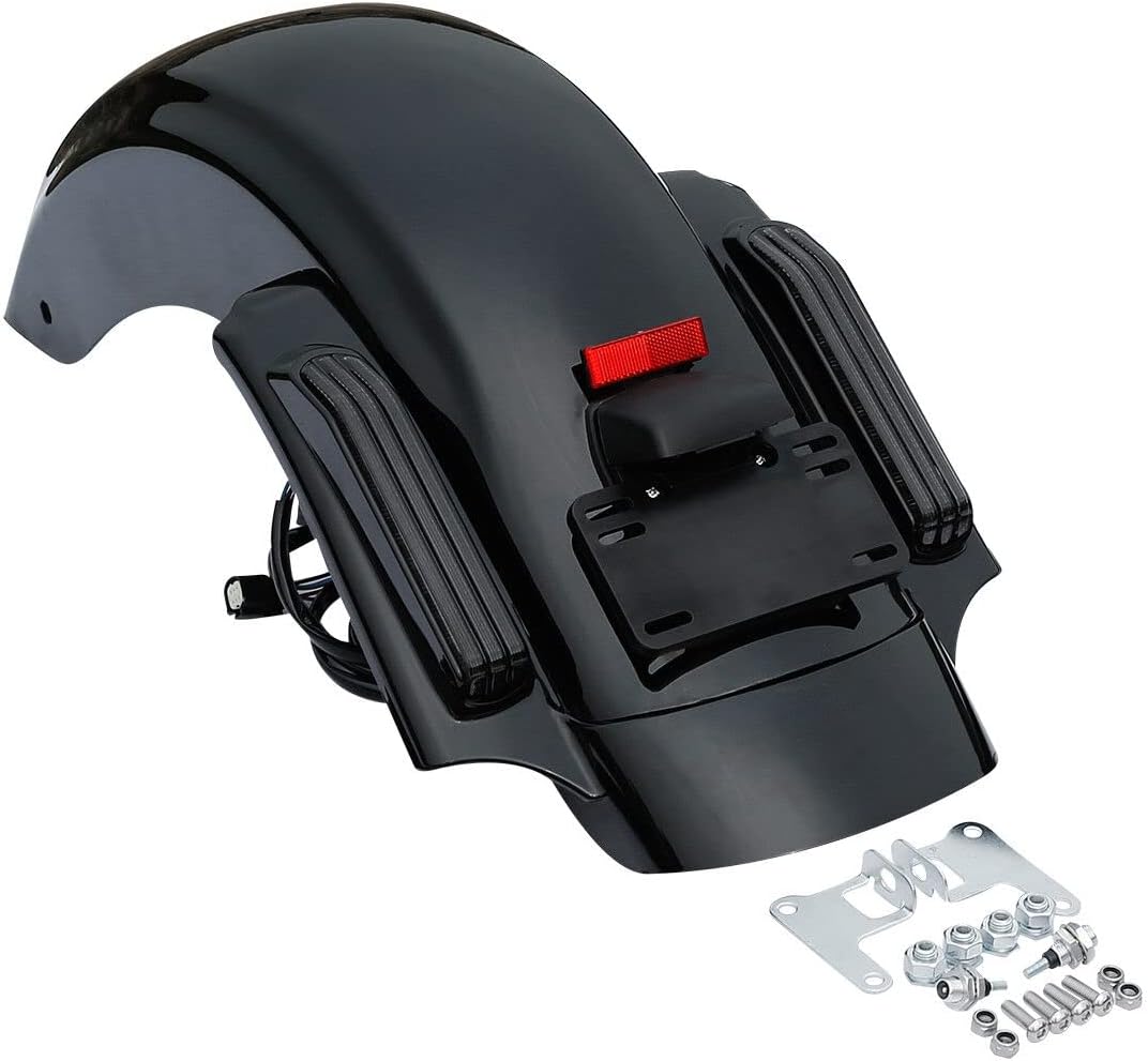 TCMT 4" Stretched Saddlebags & Smoke Len LED Rear Fender Fit For Harley 2014-2024 Electra Glide Street Glide Ultra Limited