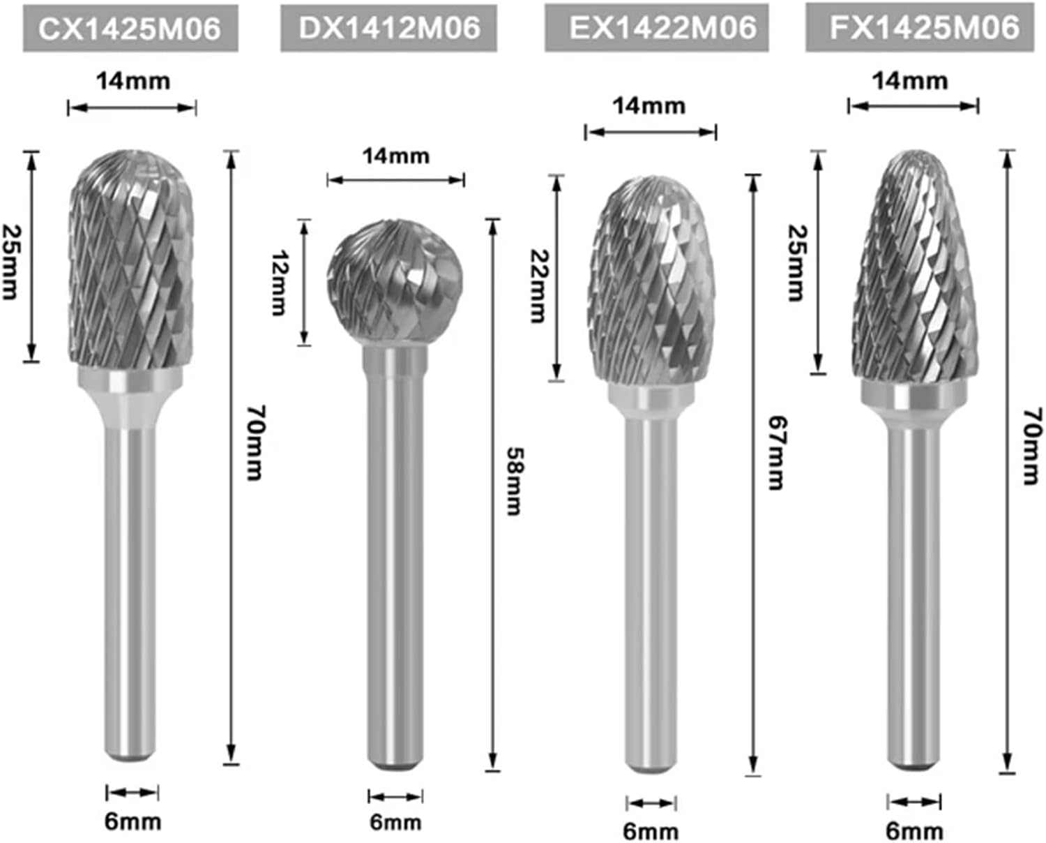 6MM Metal Drawing Tungsten Carbide Rotary Tool Burr Engraving Abrasive Tools Metalworking Milling Polishing(1pcs C0616M06)