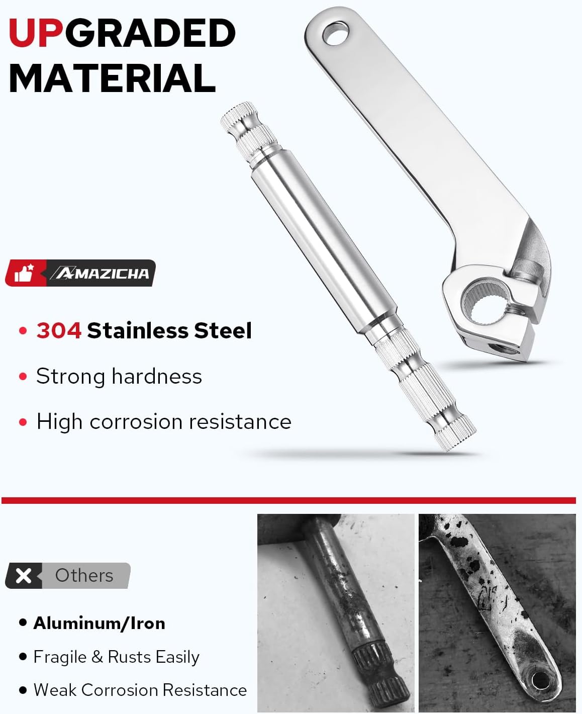 Amazicha 2PCS Inner Shifter Lever Shaft Kit Stainless Steel Inner Shift Rod Lever Fit for Harley Davidson Touring Road Glide Electra Glide Road King Street Glide 1984-2016 (Chrome)