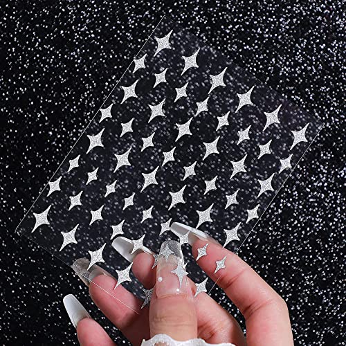 Toofd 6 Sheets Glitter Heart Flame Butterfly Nail Stickers,3D Self-Adhesive Sparkle Bear Star Butterfly Nail Decals For Nail Art,Diy Valentine Nail Art Supplies Nail Decorations #TOP3