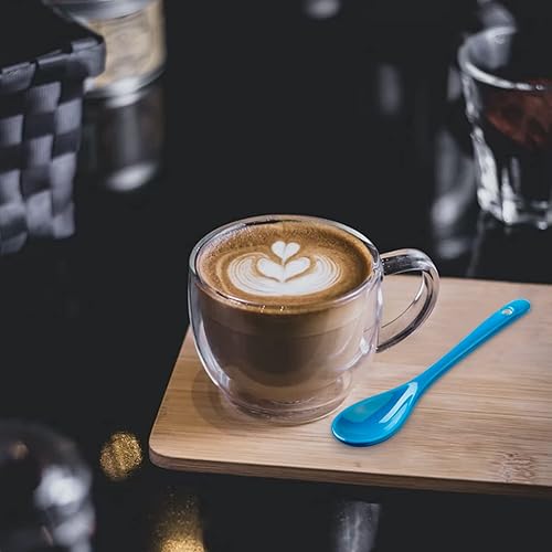 Miniatura 4 de AceElite Juego de 8 cucharas de café de cerámica, cucharas pequeñas para café, té, yogur, salsa y postres, helado, cucharaditas azules aptas para