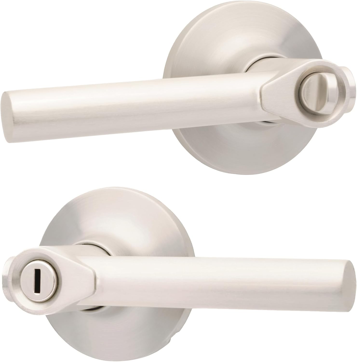 Honeywell Safes & Door Locks Interior Door Handle – Lever Door Handle with Reversible Design, Satin Nickel, Privacy Function, Easy-to-Install Door Handles for Home & Office - 8108616