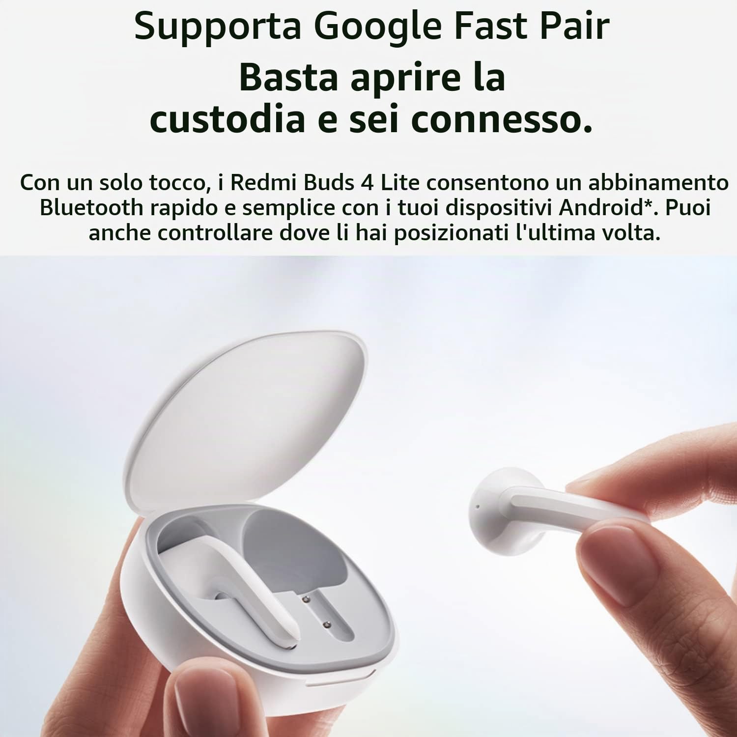 Xiaomi Redmi Buds 4 Lite Auricolare wireless Bluetooth 5.3, Batteria Fino a 20 Ore, Cuffie Bluetooth Controllo Tattile Riduzione del Rumore Resistente a Polvere e Acqua IP54, Bianco