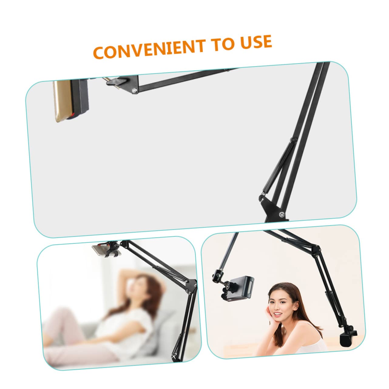 GARVALON Soporte para Teléfono Ajustable Soporte De Escritorio y Cama Metal y Plástico