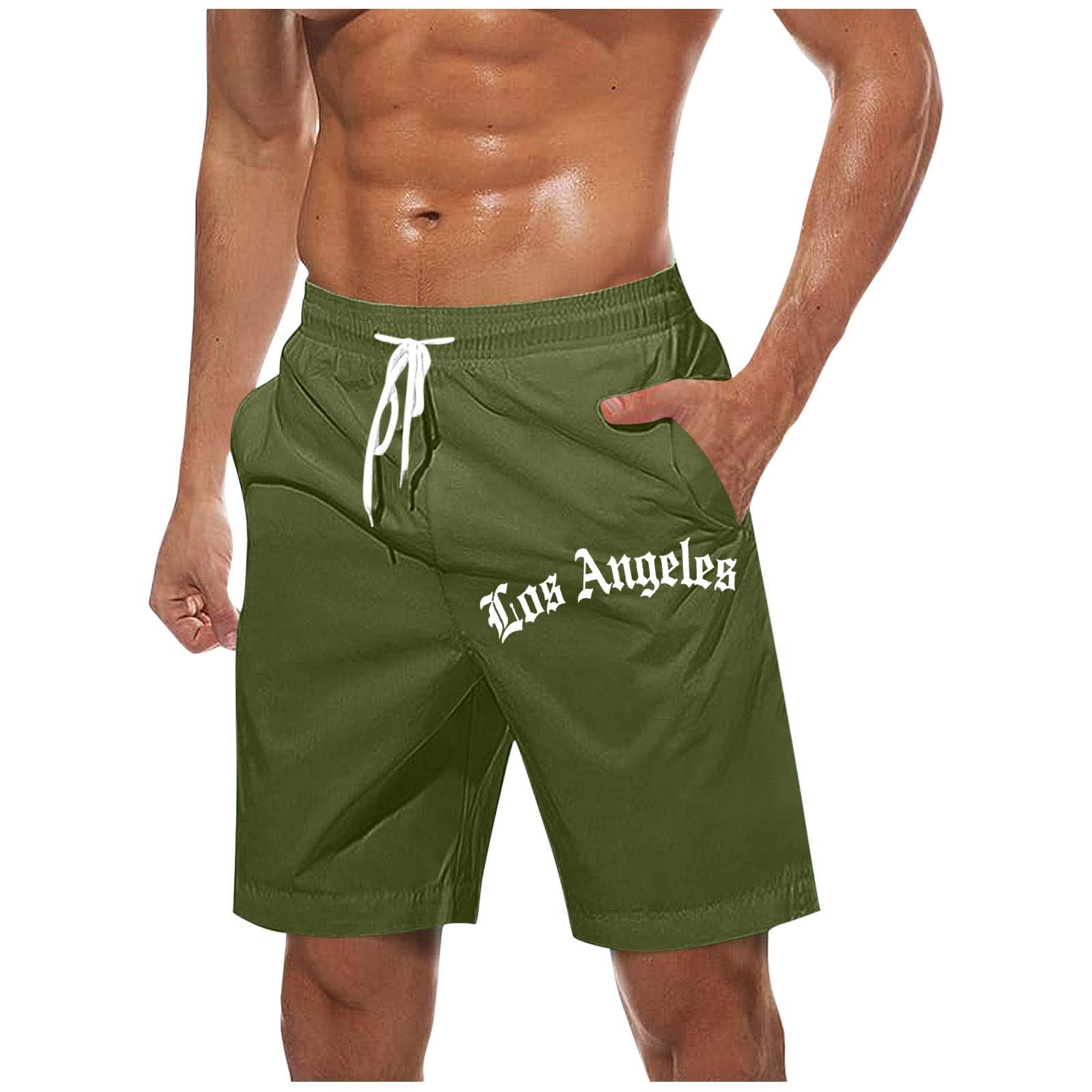 Cambkatl Big and Tall Men's Running Athletic Shorts Casual Summer Elastic Waist Quick Dry Beach Swim Trunks with Pockets