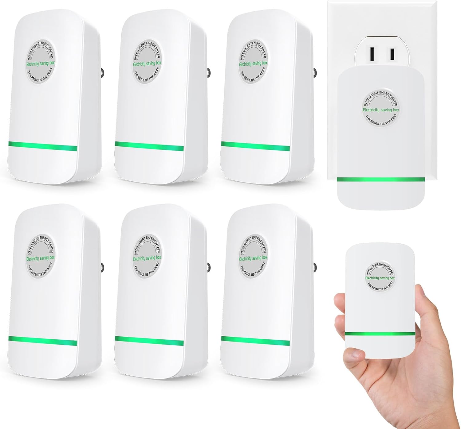 Power Saver Pro, 2025 Stop Watt Energy Saving Device, Intelligent Electricity Saving Box Power Saver Pro X, Plug in Energy Saver Power Strips for Household Office, 90V-250V 30KW, White, 6Pack