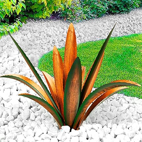 Vexercisehoop Metal Agave Yard Art, Tequila Rustic Garden Sculpture Statue, Metal Agave Plants Outdoor Decor, Agave Metal Plants for Yard, Garden Lawn Ornaments (Green)