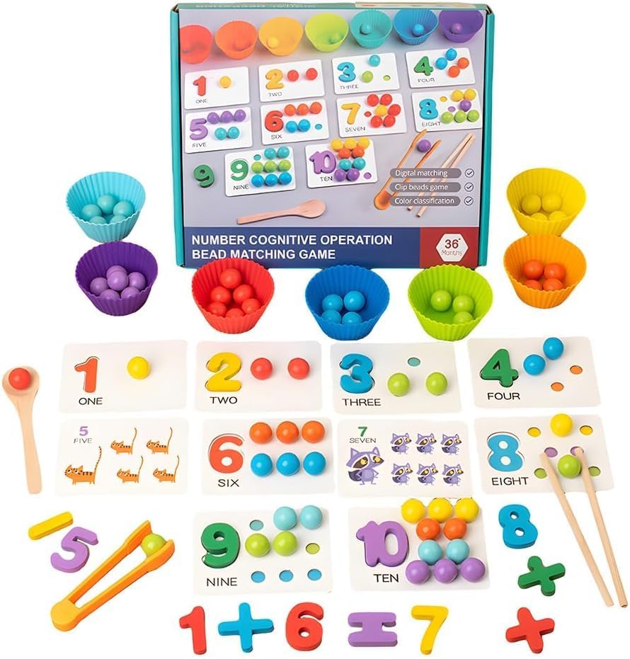 Exegi Enterprise Wooden Toddler Wooden Montessori Toys for 3 4 5 6 Year Old, Number Crunching Clip Bead Matching Game, STEM Preschool Learning Toy, Boy Girl Birthday Gift (B0CXTHKCWT) Amazon Price History, Amazon Price Tracker