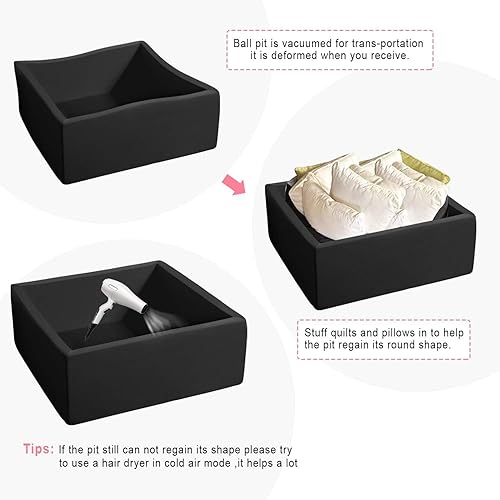 Miniatura 5 de Piscina cuadrada de espuma para niños pequeños, 35.4 x 35.4 x 11.8 in, piscina suave con funda extraíble, bola de esponja viscoelástica para