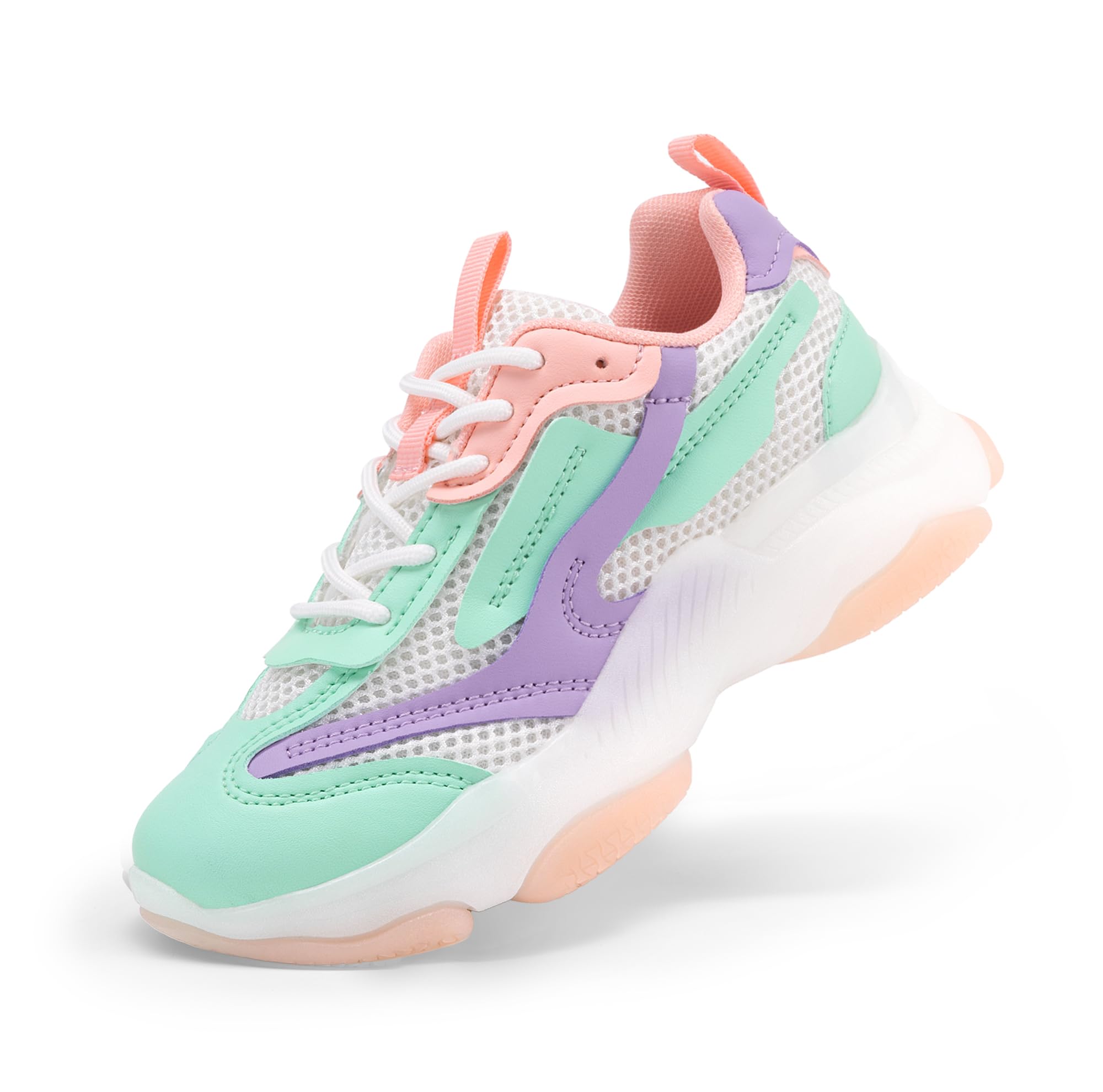 DREAM PAIRS Kids Girls Sneakers Jelly Sole Lace up Shoes Lightweight Walking Shoes for Girls Boys