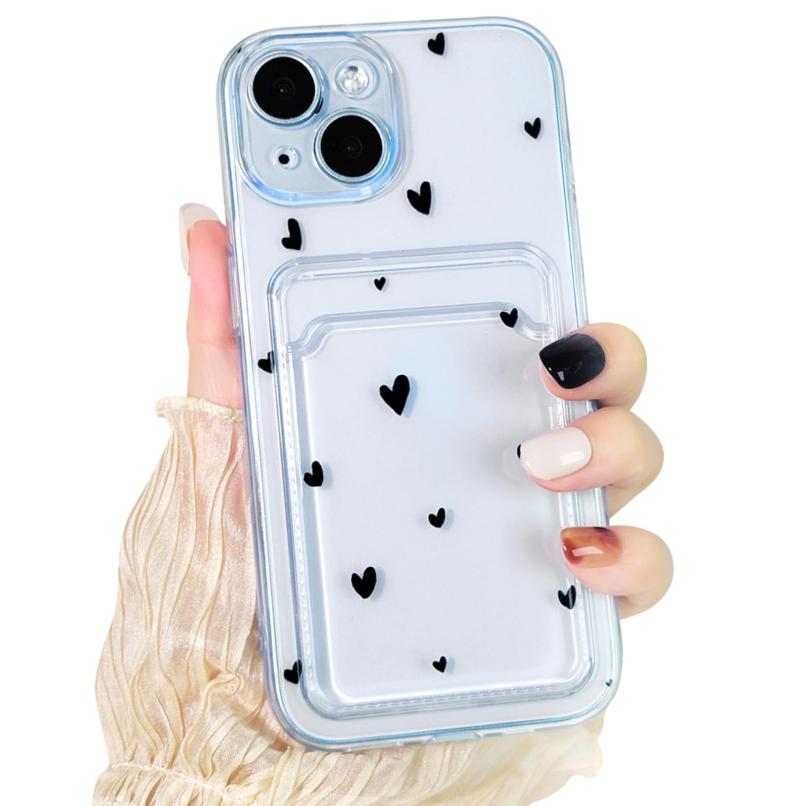 NITITOP Compatible for iPhone 15 Plus Case Clear with Card Holder