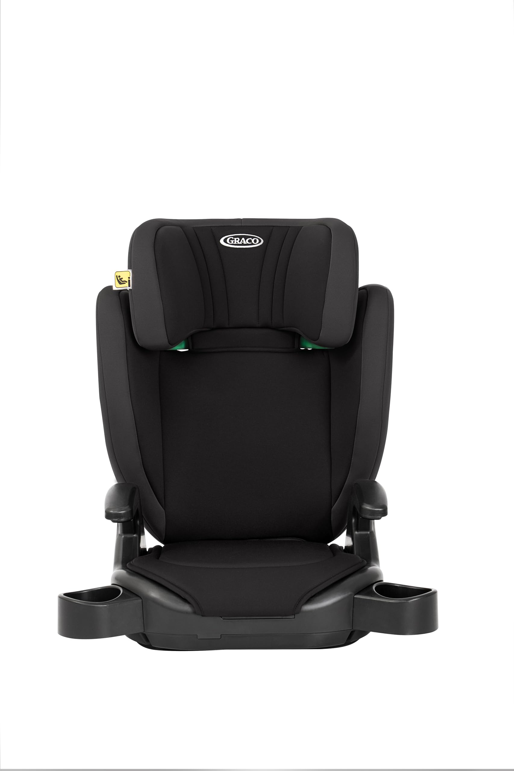 Graco Seggiolino Junior Maxi i-Size R129, Rialzo per Seggiolino, Braccioli e Poggiatesta Regolabili in Altezza, Leggero, con Portabicchieri, Nero, Junior Maxi i-Size