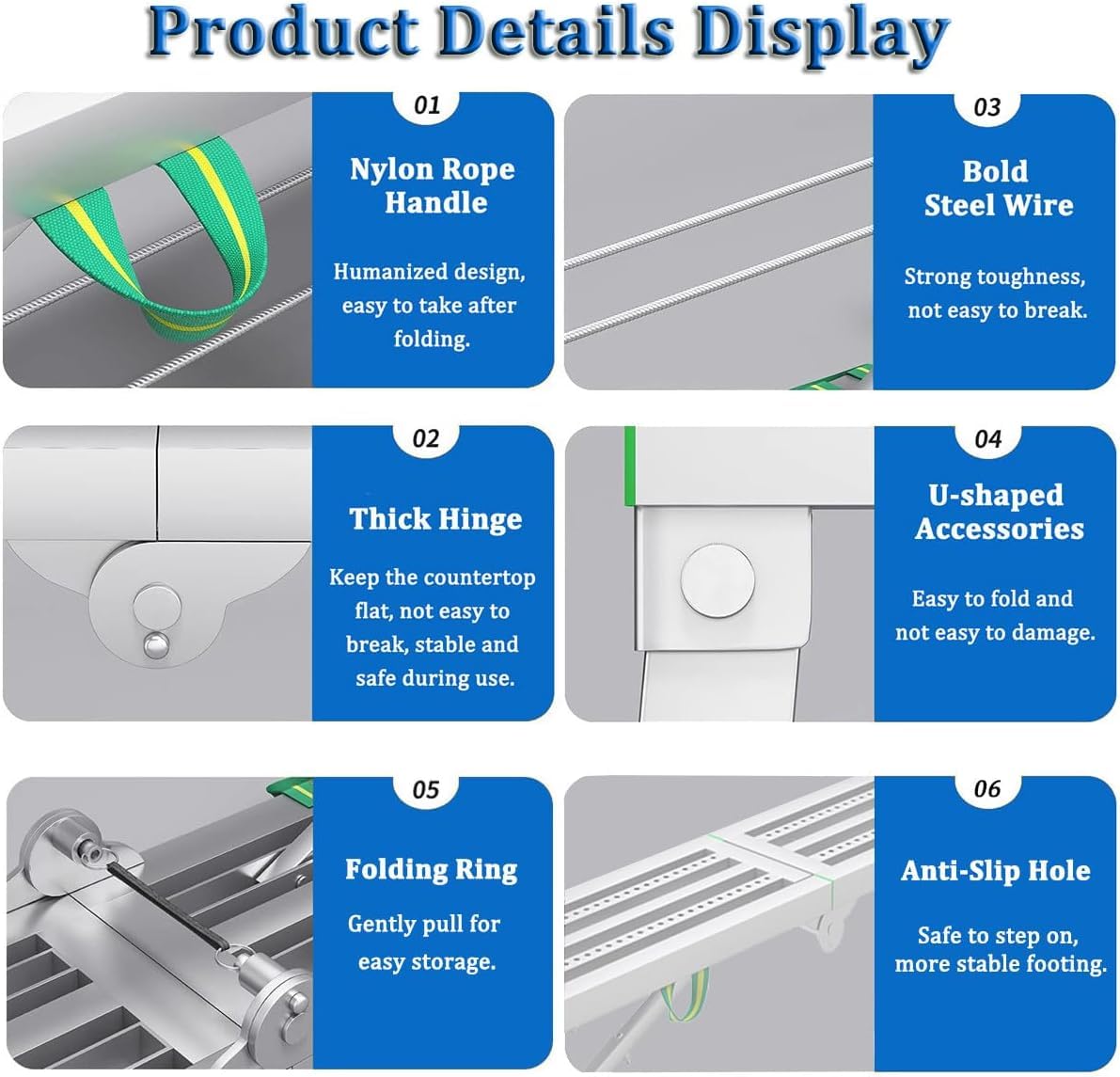 Piattaforma Di Lavoro Pieghevole In Alluminio - Regolabile In Altezza, Portatile, Per Lavori Domestici - Foto 8